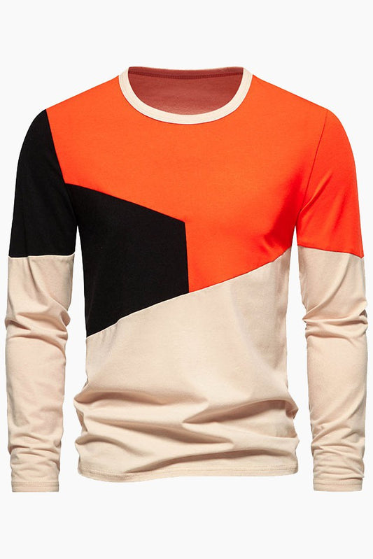 Mens Crewneck Color Block T-Shirts