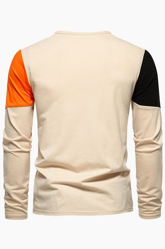 Mens Crewneck Color Block T-Shirts