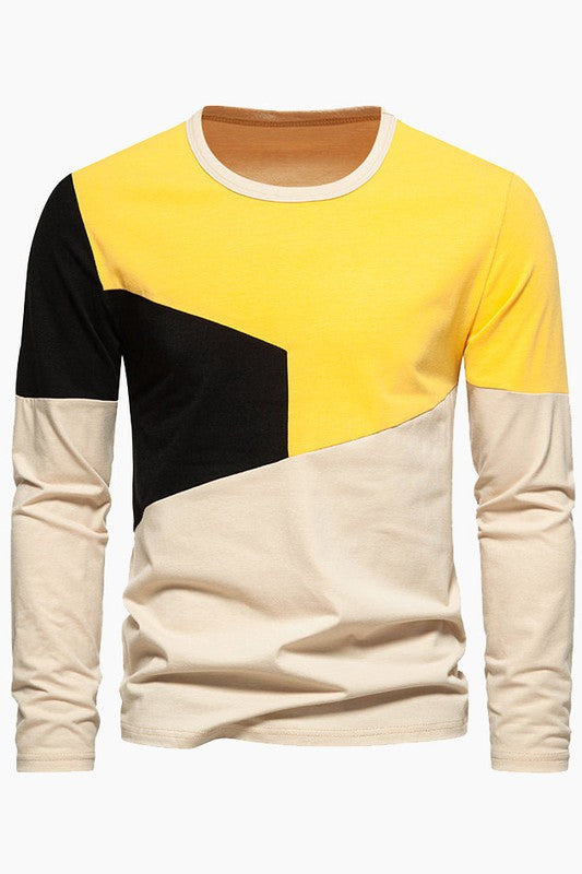 Mens Crewneck Color Block T-Shirts