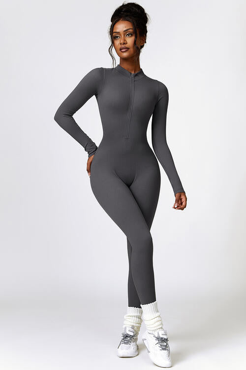 Half Zip Long Sleeve Active Jumpsuit